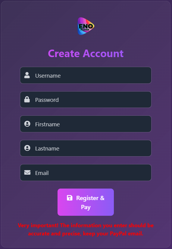 Filling out the registration form