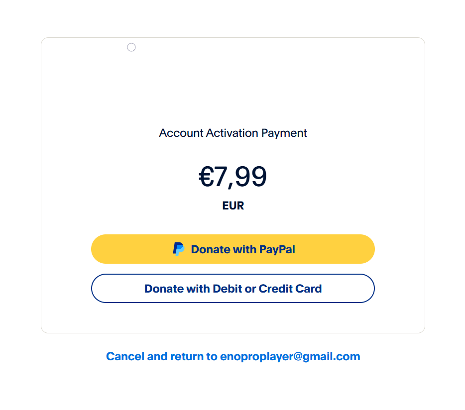 PayPal payment page